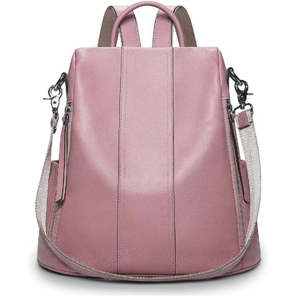 Leather Backpack Purses for Women Antitheft Soft Rucksack Ladies Shoulder